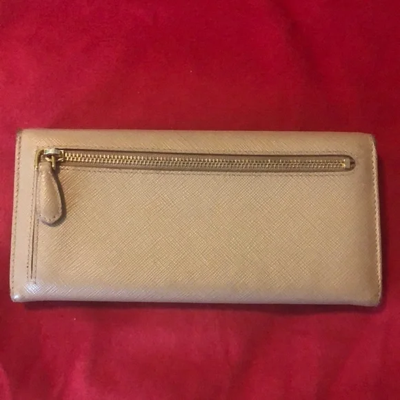 PRADA Vitello Continental Flap Travel Wallet, Cammeo